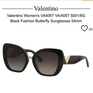Valentino Black Butterfly Sunglasses with Gold Accent